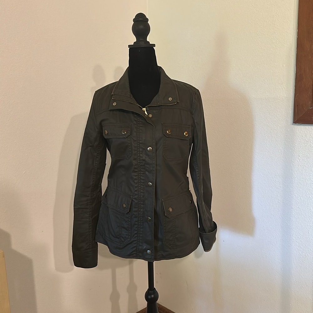 J Crew Downtown Field waxed canvas military jacket size small
